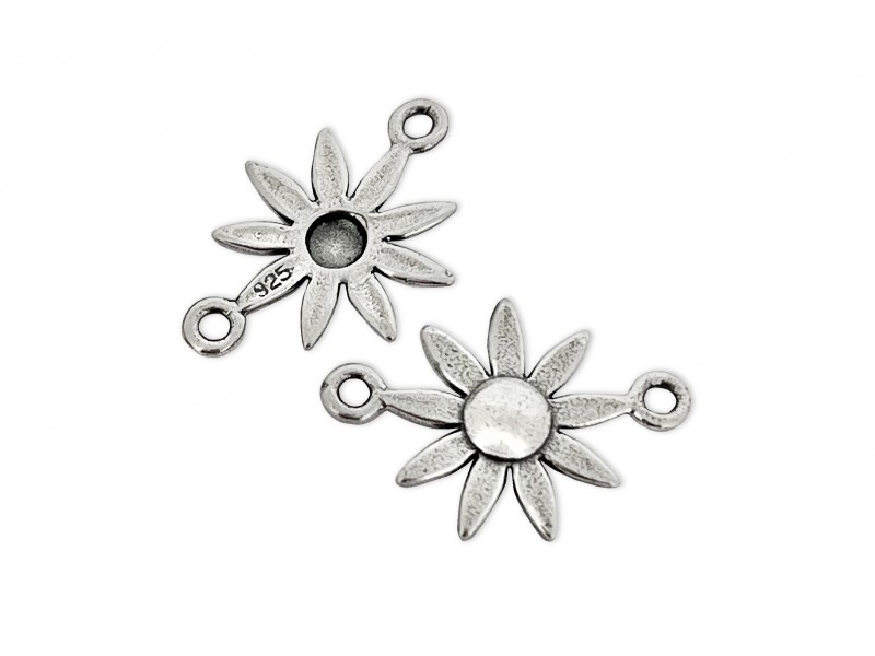 Sterling Silver 925 Daisy Connector Charm 