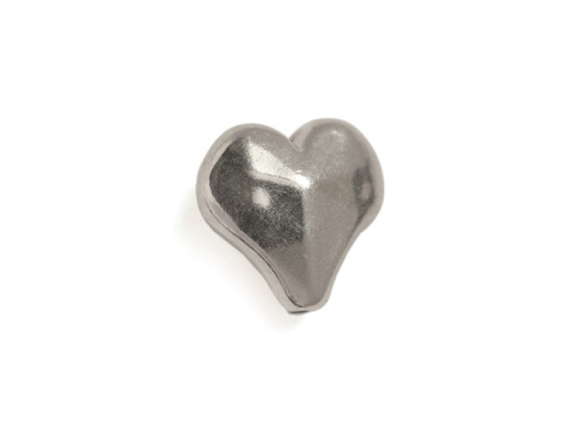 Sterling Silver 925 Facated Hollow Heart Bead 11.4mm, thick 6mm
