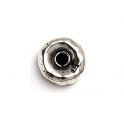 Sterling Silver 925 Hollow Hammered Wheel Bead 14mm, thick 7mm