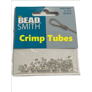 SILVER COLOUR 2MM TUBE CRIMPS BAG OF 100 PIECES 