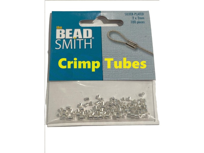 SILVER COLOUR 2MM TUBE CRIMPS BAG OF 100 PIECES 