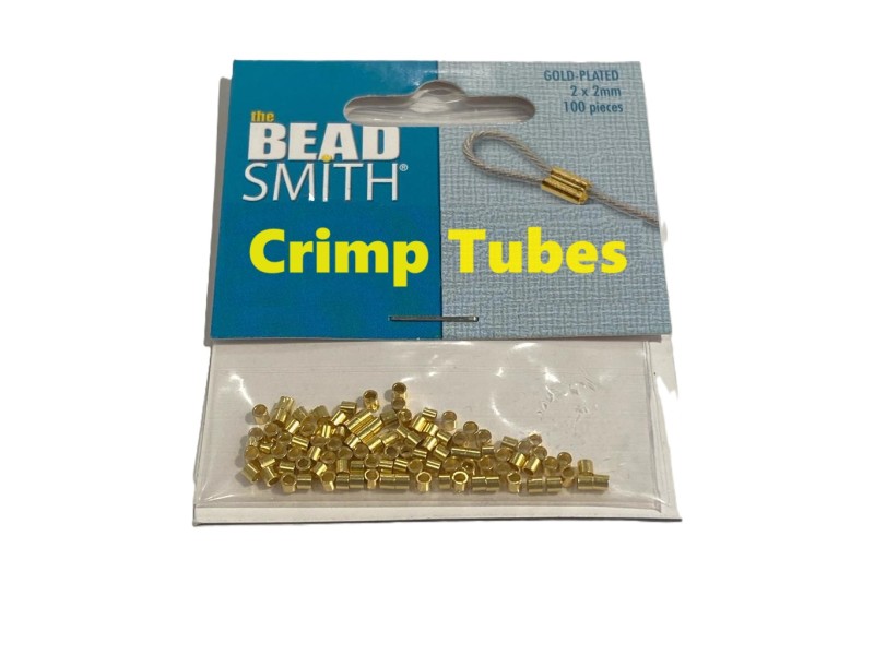 GOLD COLOR 2MM TUBE CRIMPS BAG OF 100 PIECES 