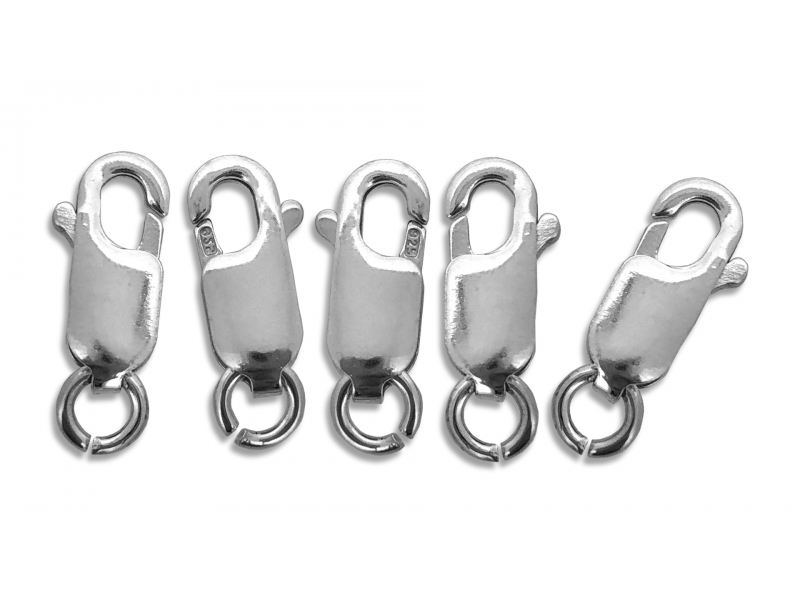 Sterling Silver 925 LOBSTER CLASP 13.6mm  (w/ open jump ring) , PACK OF 5