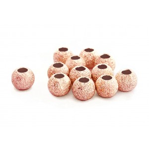 Pack of Rose Gold Plated Laser Cut Round Beads - 6mm