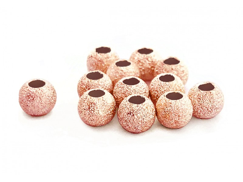Pack of Rose Gold Plated Laser Cut Round Beads - 6mm
