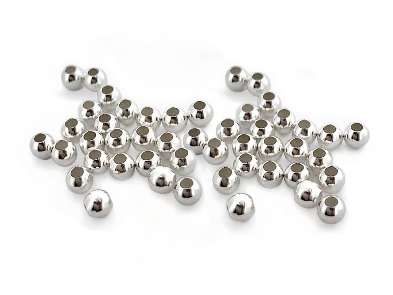 PACK OF, SILVER 925 2-HOLE BEAD 2.0mm, 0.9mm HOLE