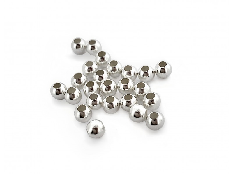 PACK OF, SILVER 925 2-HOLE BEAD 6.0mm, 1.8mm HOLE