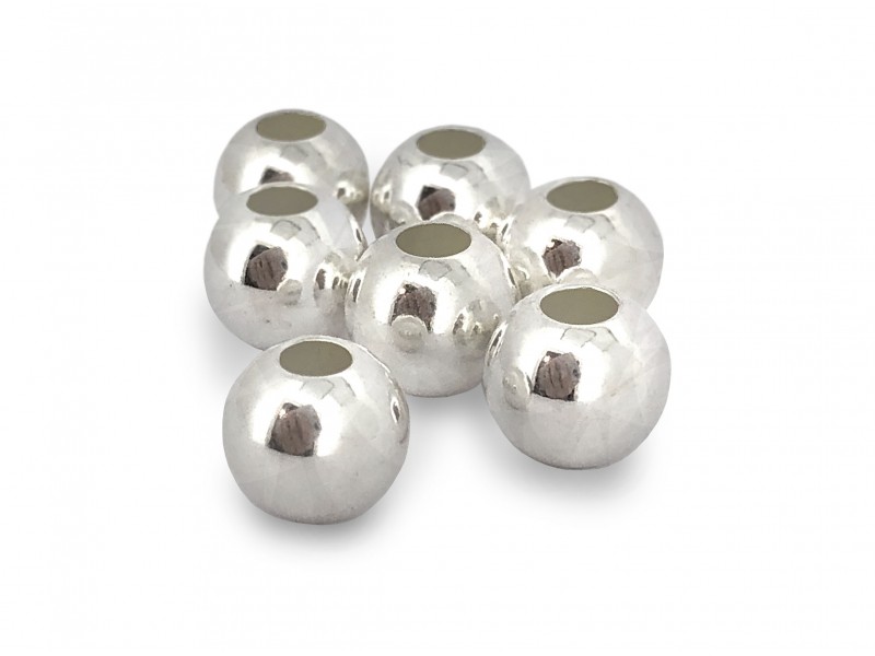PACK OF, SILVER 925 2-HOLE BEAD 8.0mm, 3.0mm HOLE