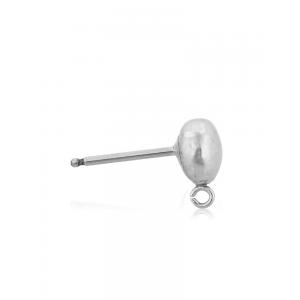 Sterling Silver 925 Flat Ball Stud with Ring - 9mm