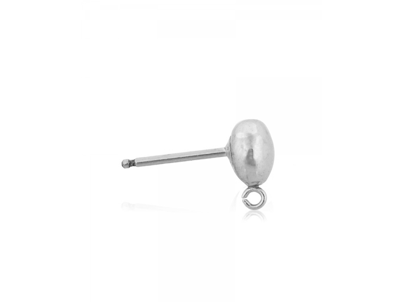 Sterling Silver 925 Flat Ball Stud with Ring - 9mm