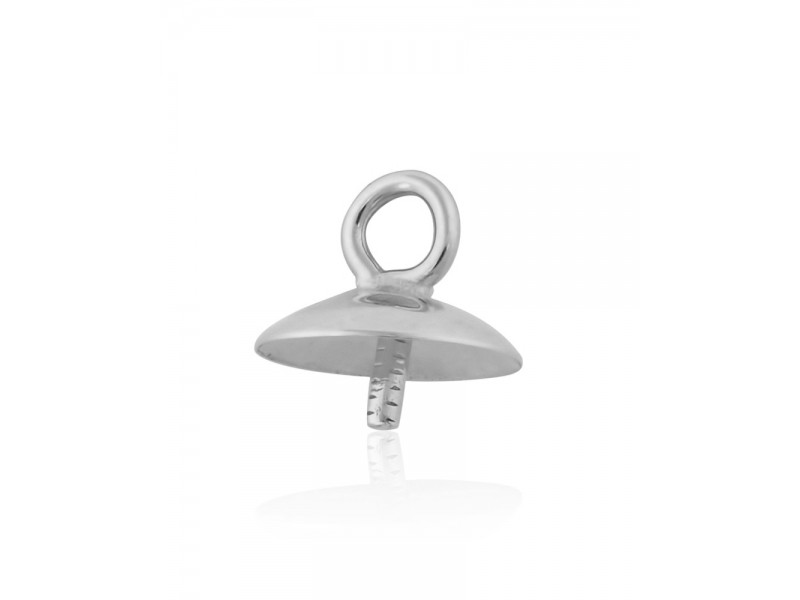 Sterling Silver 925 Pearl Pendant Cup 4mm with ring