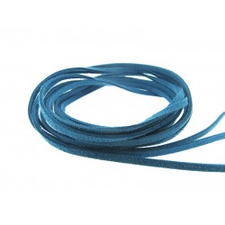 Pre-cut Suede Leather Thong, blue color 3mm x 90cm