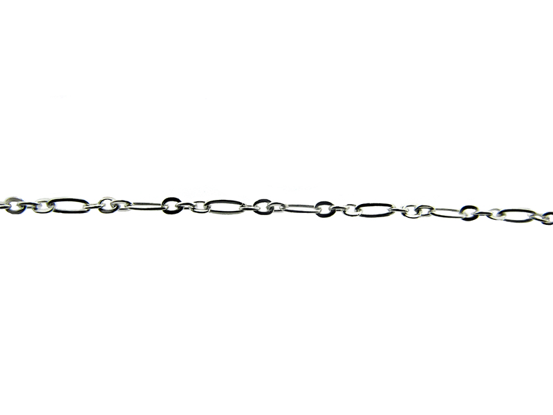 Sterling Silver 925 Flat Oval Figaro Chain, 2.1 mm (46)