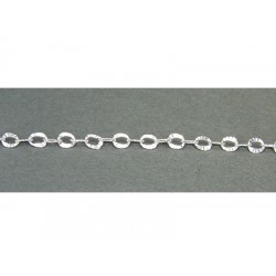 Sterling Silver 925 Fancy Patterned Flat Oval Link Chain - 3mm x 4mm (70)
