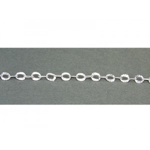 Sterling Silver 925 Fancy Patterned Flat Oval Link Chain - 3mm x 4mm (70)