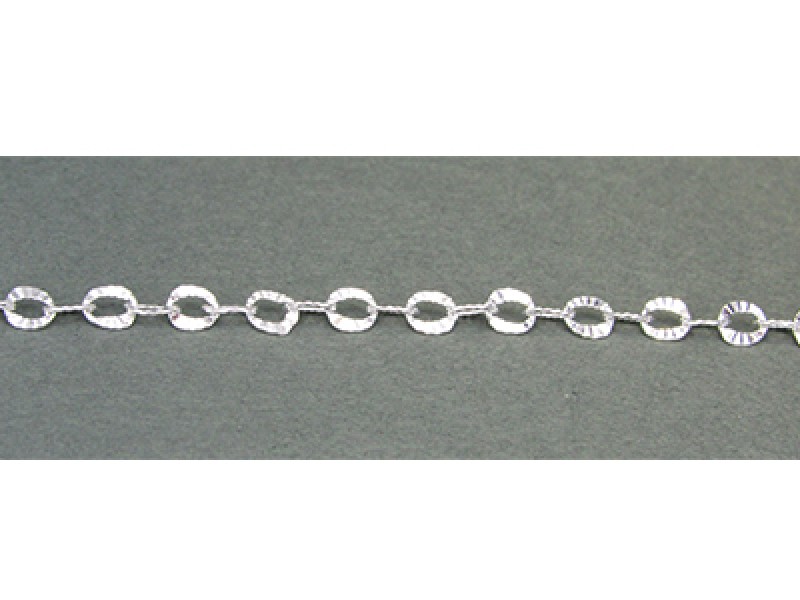 Sterling Silver 925 Fancy Patterned Flat Oval Link Chain - 3mm x 4mm (70)