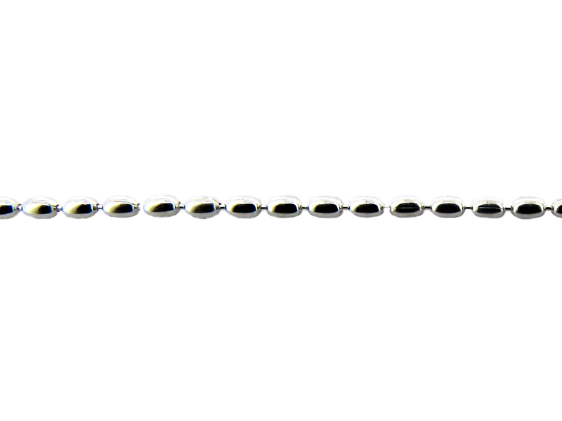 Sterling Silver 925 Short Oval Bead Chain - 1.5mm (75)