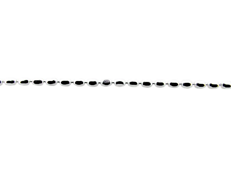 Sterling Silver 925 Diamond Cut Short Oval Bead Chain - 1.5mm (75)