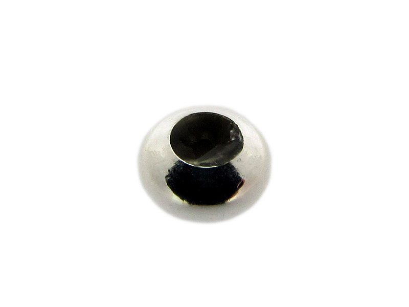 Sterling Silver 925 Donut Slider Bead 6mm, hole 2mm