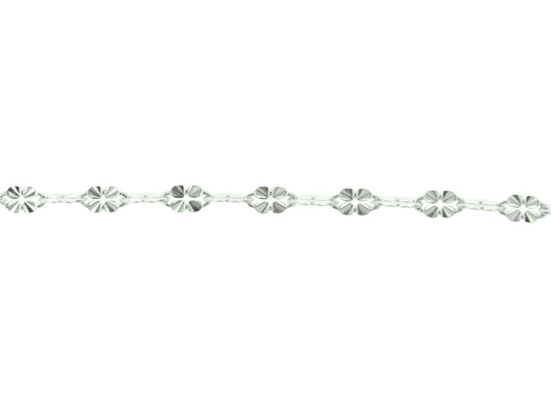 Sterling Silver 925 Fancy Crinkled "Clover" Link Chain - 3.4mm (70)