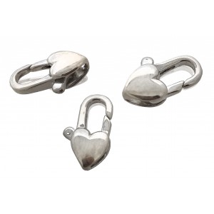 S925 SMALL ELONGATED HEART TRIGGER CLASP 11.8 X 7.2 MM