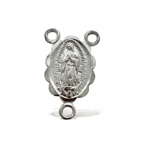 S925 OUR LADY MARY OVAL COIN CHARM WITH THREE RINGS