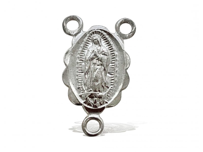S925 OUR LADY MARY OVAL COIN CHARM WITH THREE RINGS