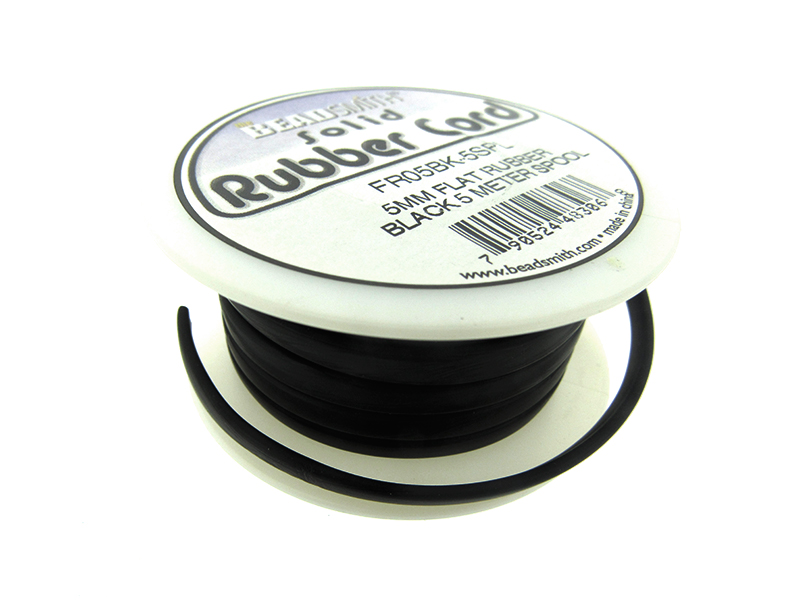 FLAT BLACK RUBBER CORD, 5mm x 5mtr SPOOL 