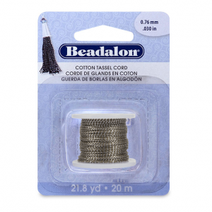 Beadalon Cotton Tassel Cord - Metallic Silver on Brown