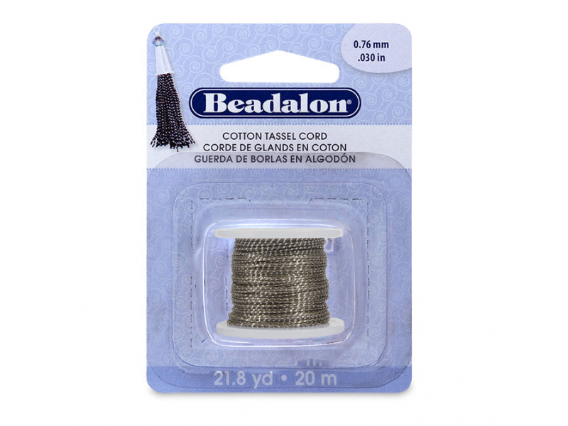Beadalon Cotton Tassel Cord - Metallic Silver on Brown