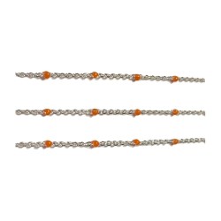 S925 SILVER FLAT OVAL TRACE & ORANGE  ENAMEL 1.6MM X 2MM 