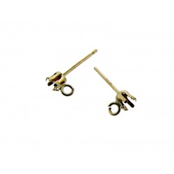 9KT Gold Earring Round Snap Setting Ear Stud with Ring - 2.5mm