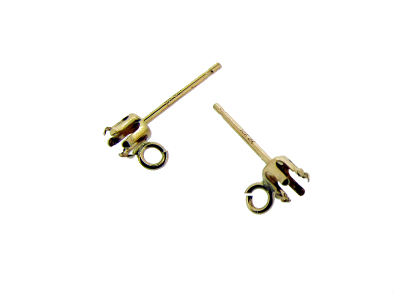 9KT Gold Earring Round Snap Setting Ear Stud with Ring - 2.5mm