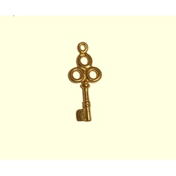 GOLD PLATED SILVER FANCY OLD STYLE KEY 7.5X18mm 