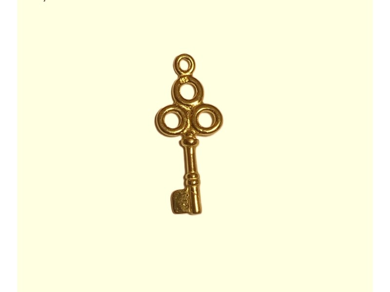 GOLD PLATED SILVER FANCY OLD STYLE KEY 7.5X18mm 