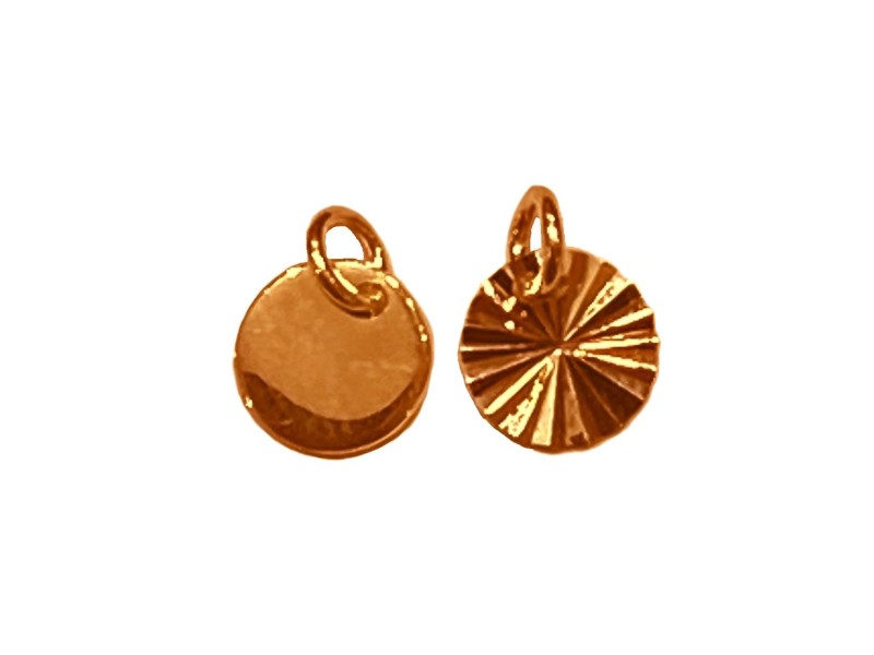 GOLD PLATED SILVER LAZER-CUT 7mm DISC PENDANT  