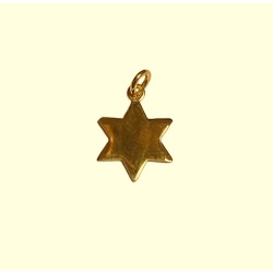 GOLD PLATED SILVER 6 POINT STAR CHARM, PENDANT 11mm     