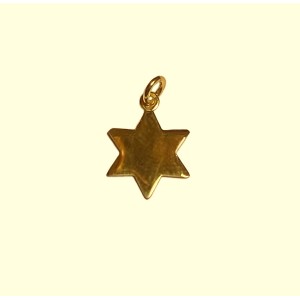 GOLD PLATED SILVER 6 POINT STAR CHARM, PENDANT 11mm     