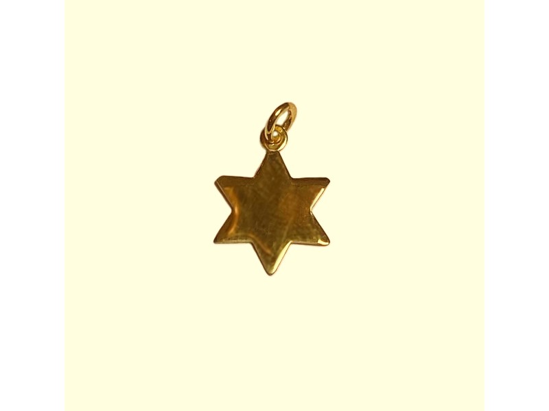 GOLD PLATED SILVER 6 POINT STAR CHARM, PENDANT 11mm     
