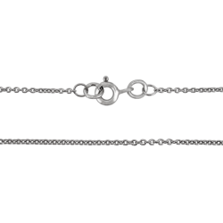 Ready Made 9K White Fine Trace Chain with 5mm Bolt Ring Clasp - 1.2mm / 18"