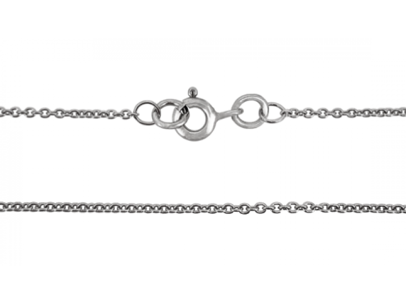 Ready Made 9K White Fine Trace Chain with 5mm Bolt Ring Clasp - 1.2mm / 18"