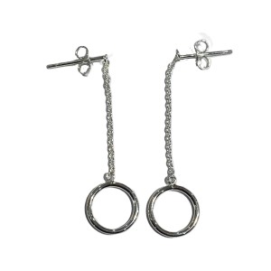 S925 STUD EARRING W/CHAIN+RING (SCROLLS INC)