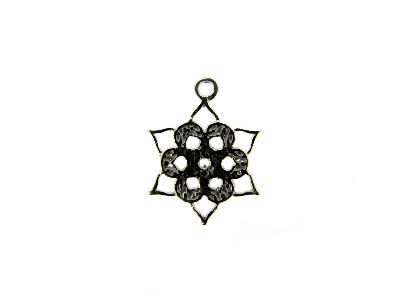 Sterling Silver 925 Pointed Filigree Flower Pendant