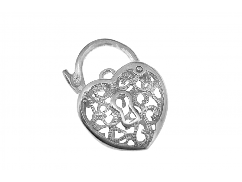 Sterling Silver 925 Filigree Heart Clasp 17mm