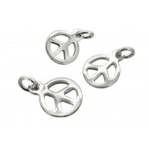 Sterling Silver 926 Peace Charm (with ring) - 8mm