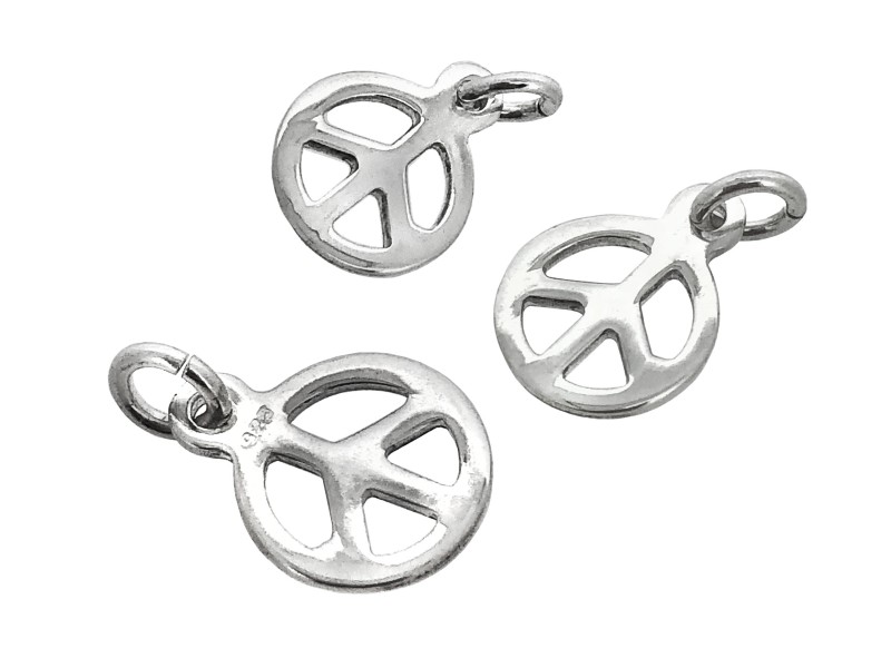 Sterling Silver 926 Peace Charm (with ring) - 8mm