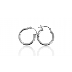 Sterling Silver 925 Creole Lever Hoop Earring - 15mm