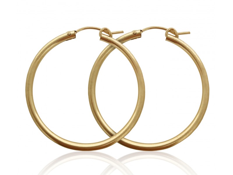 Gold Filled Creole Lever Hoop Earrings - 34mm