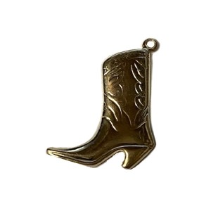 Deep Gold Plated Cowboy Boot Charm Pendant
