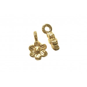 Deep Gold Heavy Plated Brass Flower Charm